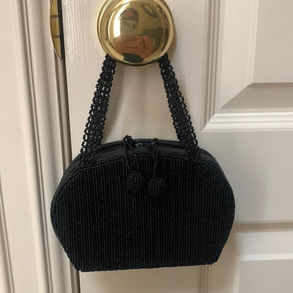 Vintage beaded evening bag. Black